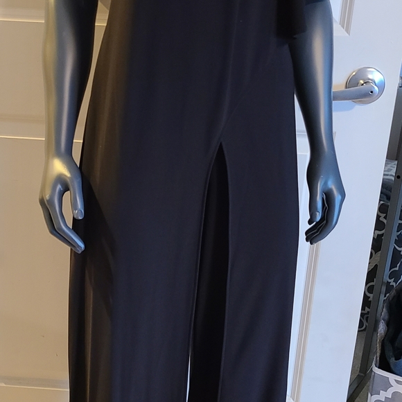 K&M Richards Asymmetric Jumpsuit with Overlay and Rhinestone Shoulder Strap - Picture 12 of 12
